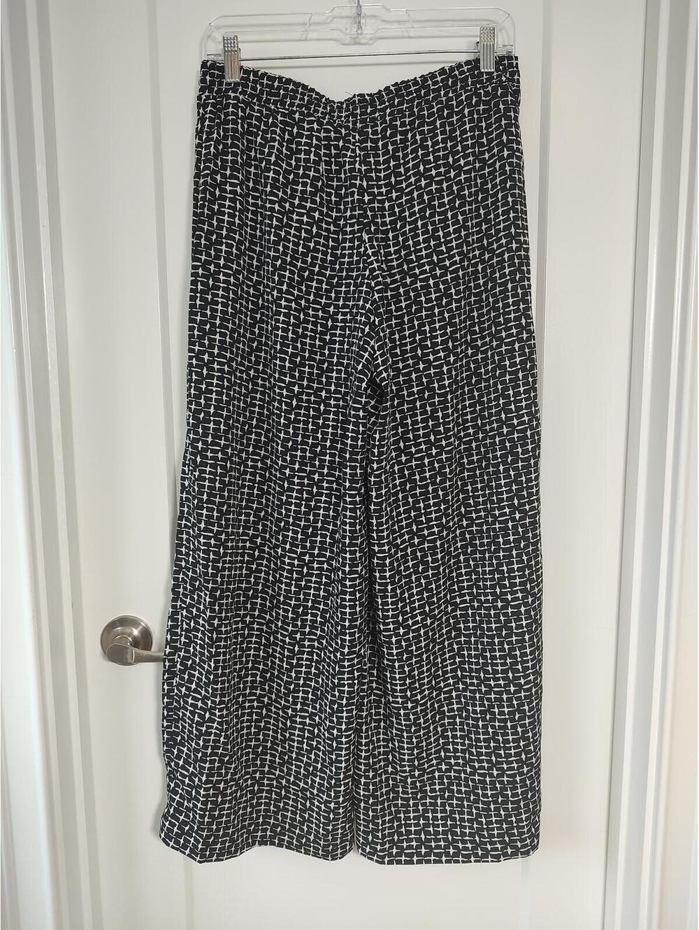 Ellen Tracy Black & White Wide-Leg Pants Size XS #Monochrome #Fluid #Palazzo
